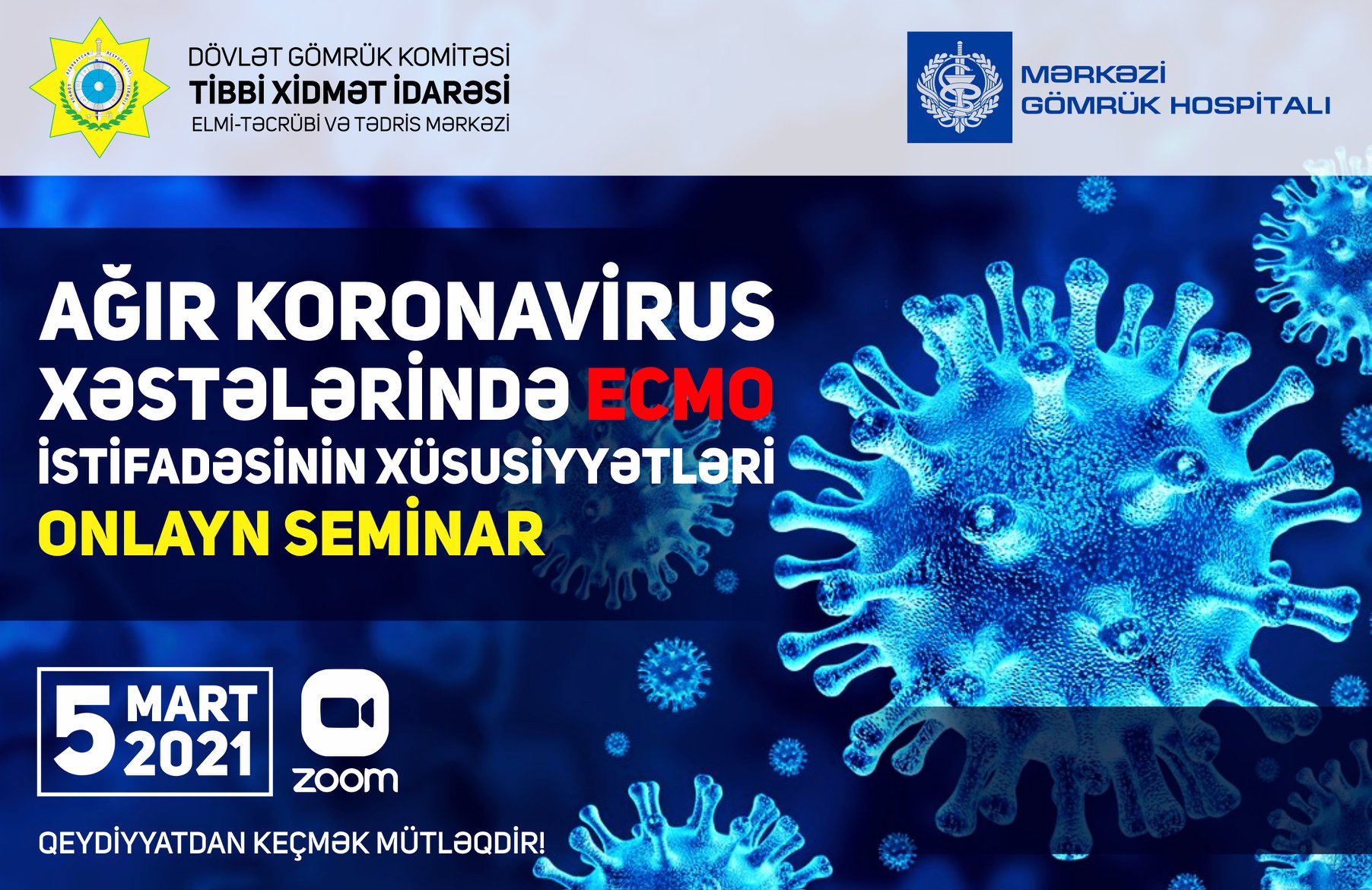 “Ağır koronavirus xəstələrində ECMO istifadəsinin xüsusiyyətləri” mövzusunda onlayn seminar keçiriləcək
