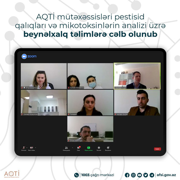  AQTİ mütəxəssisləri pestisid qalıqları və mikotoksinlərin analizi üzrə beynəlxalq təlimlərə cəlb olunub   