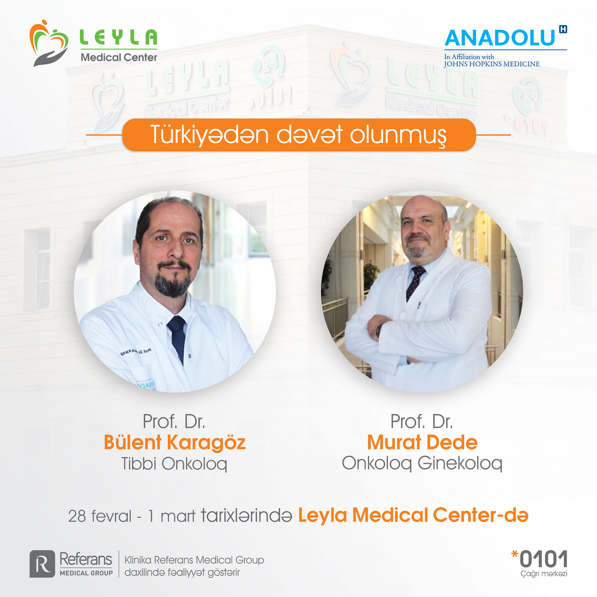 Türkiyənin tanınmış onkoloqları “Leyla Medical Center”də pasiyentləri qəbul edəcək 