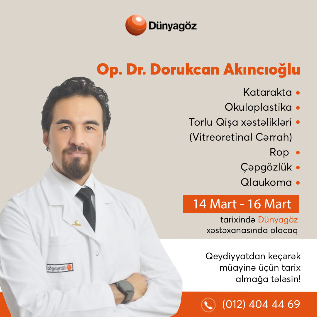 Türkiyədən dəvət olunmuş oftalmoloq Dünyagöz xəstəxanasında pasiyentləri qəbul edəcək