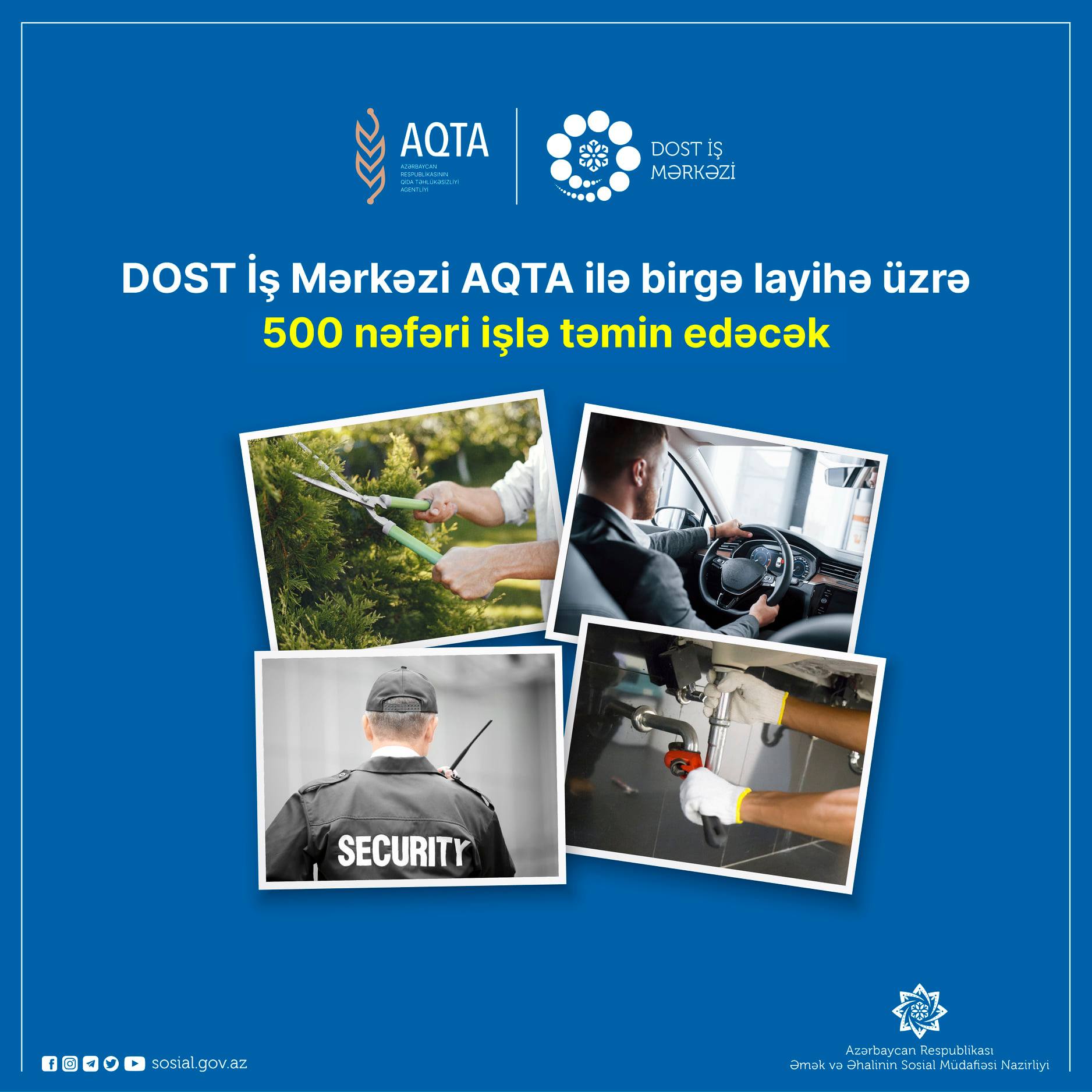 AQTA 500 nəfəri işlə təmin edəcək - DOST İş Mərkəzi ilə birgə layihə 