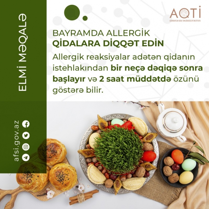 Bayram günlərində allergik qidalara diqqət edilməlidir - AQTA-dan XƏBƏRDARLIQ