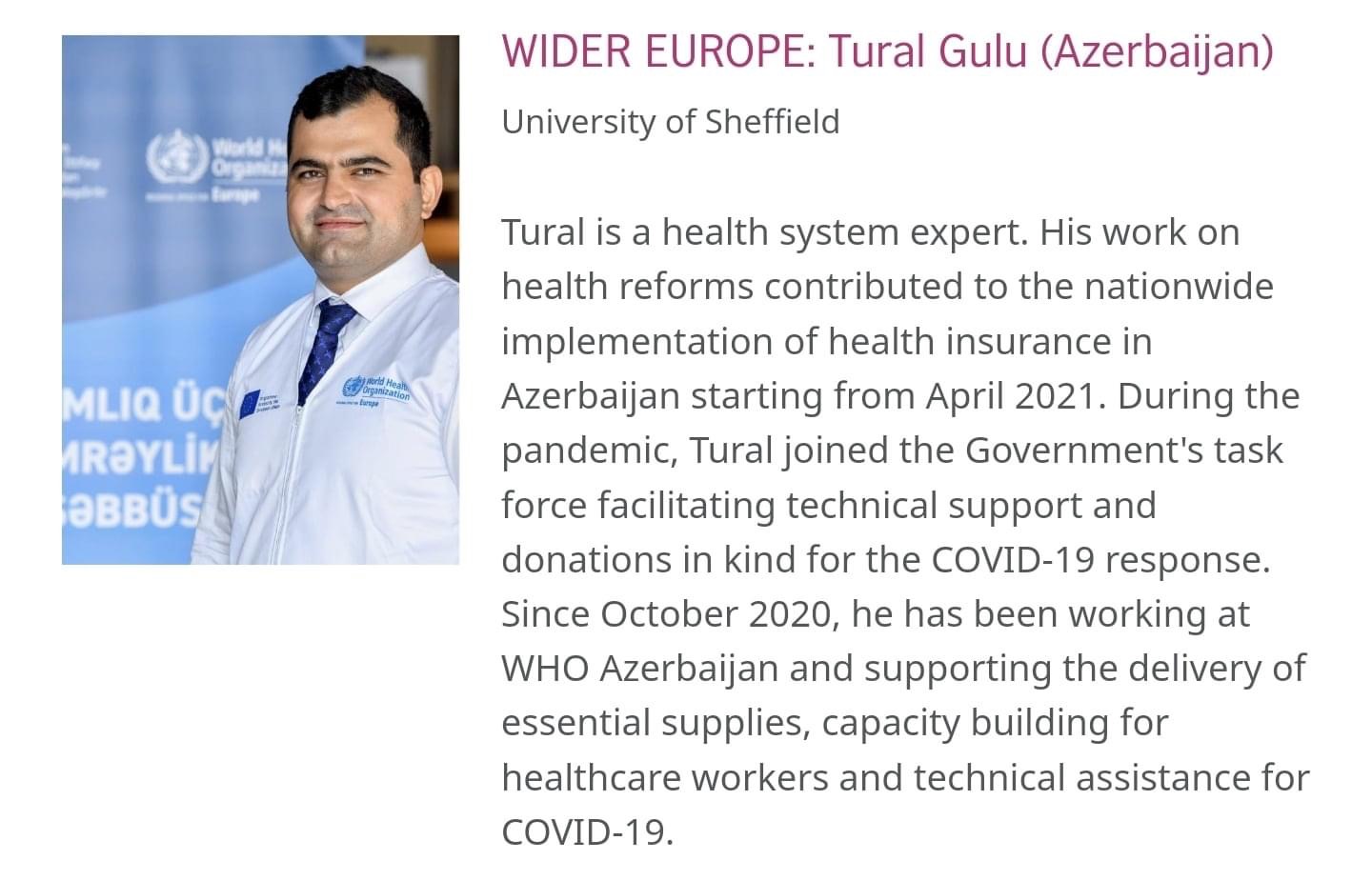 Tural Qulu Məzun Mükafatı müsabiqəsində “Elm və dayanıqlılıq” kateqoriyası üzrə qlobal finalçı seçilib