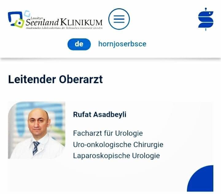 Almaniyada cərrah-uroloq kimi çalışan həmvətənimiz klinika direktorunun müavini vəzifəsinə layiq görülüb