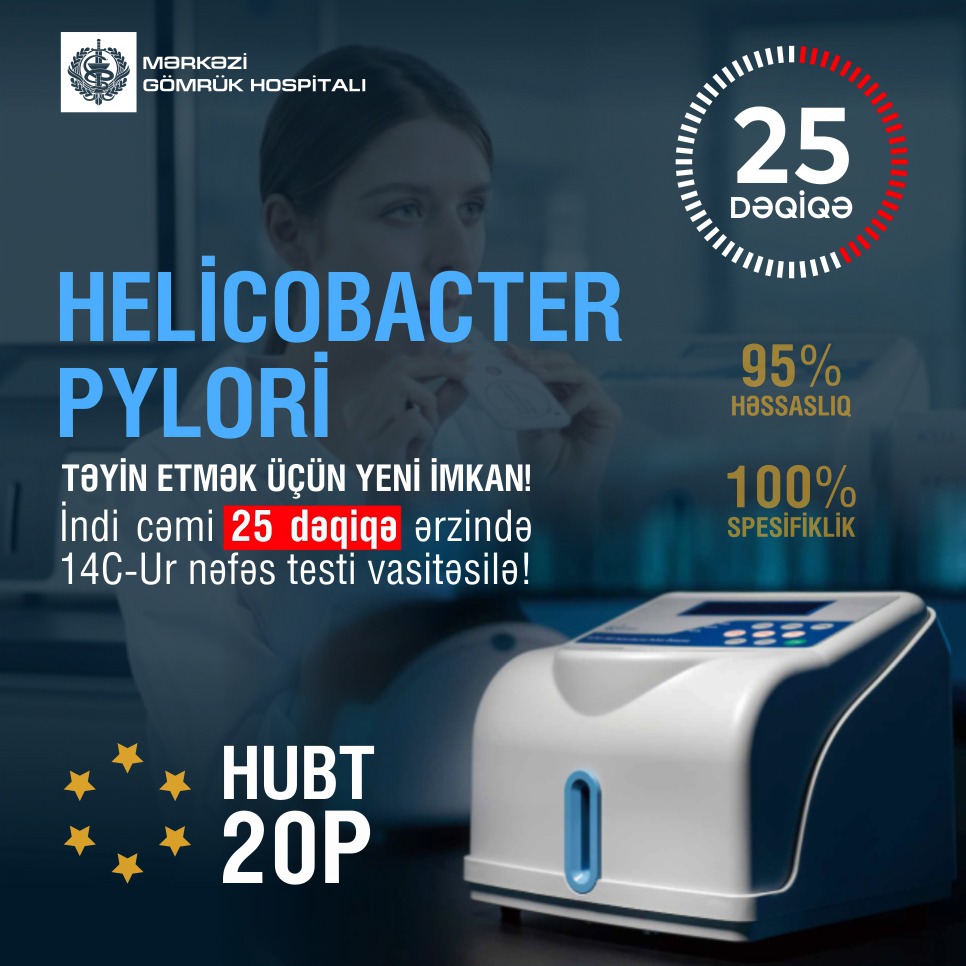 Mərkəzi Gömrük Hospitalında İLK! - Nəfəs testi vasitəsilə Helicobacter pylori bakteriyası  təyin edilir