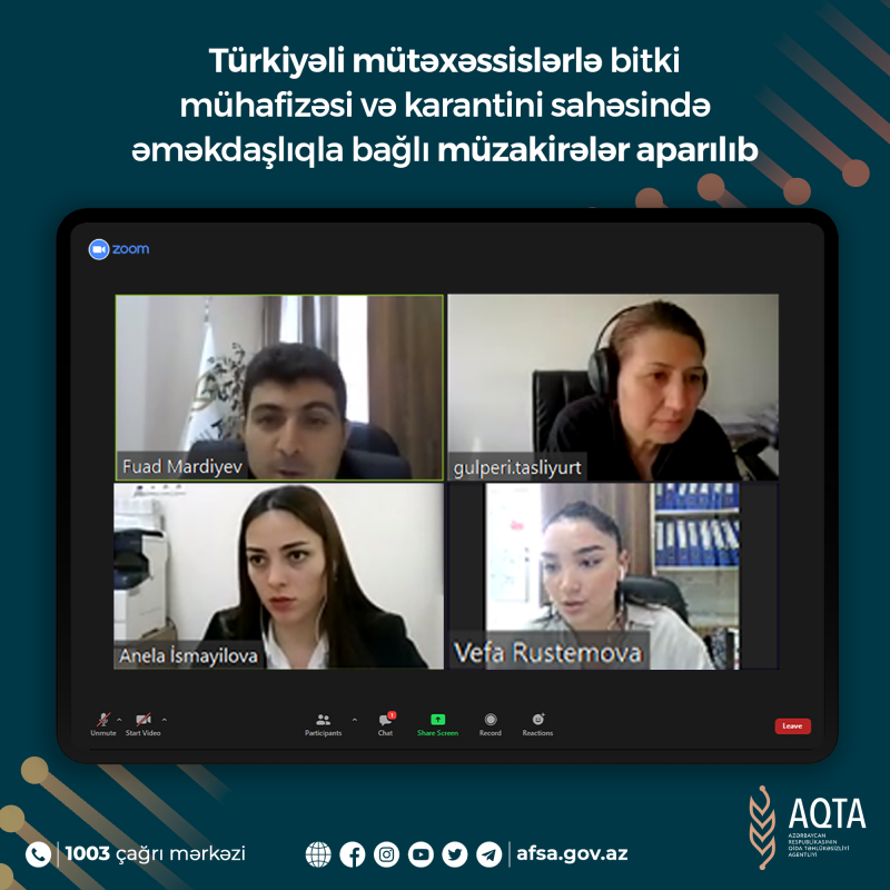 Türkiyəli mütəxəssislərlə bitki mühafizəsi və karantini sahəsində əməkdaşlıq perspektivləri müzakirə olunub