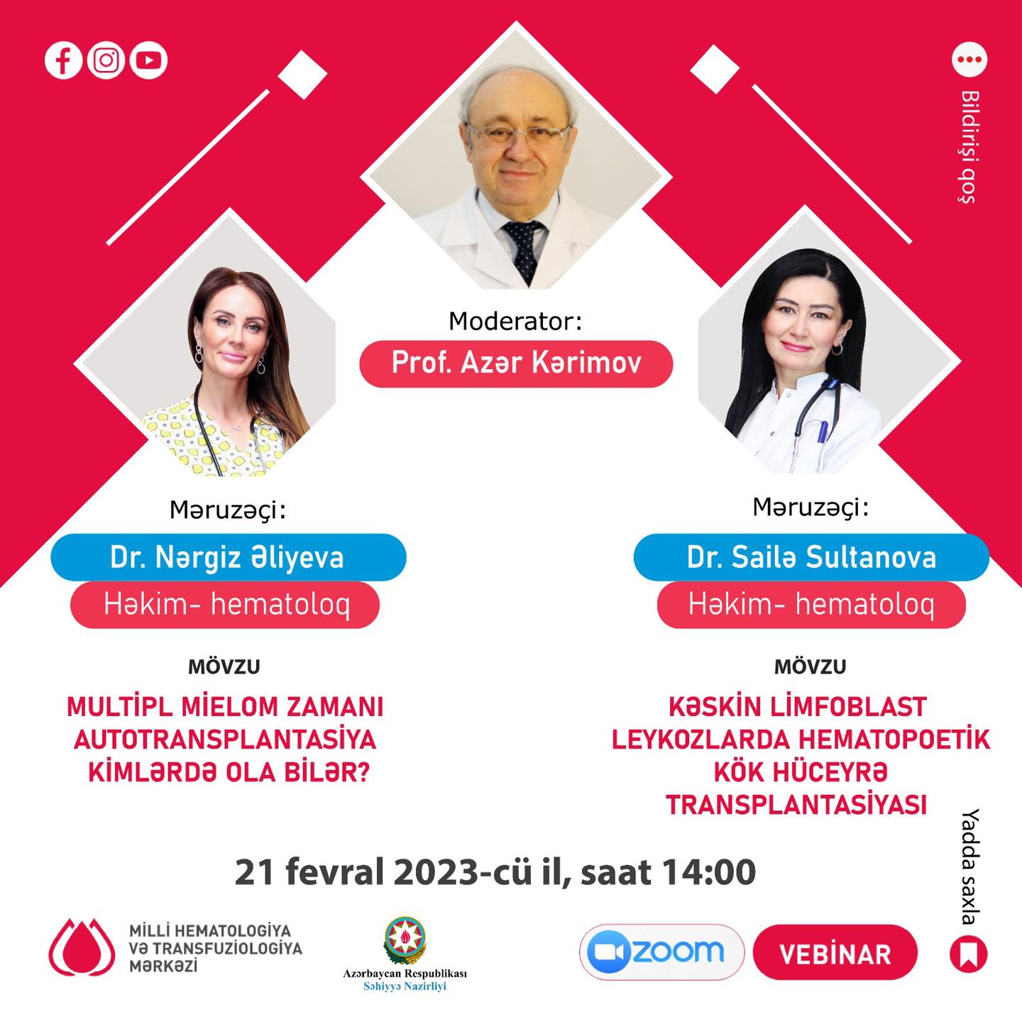 Milli Hemotologiya və Transfuziologiya Mərkəzi vebinar keçirəcək