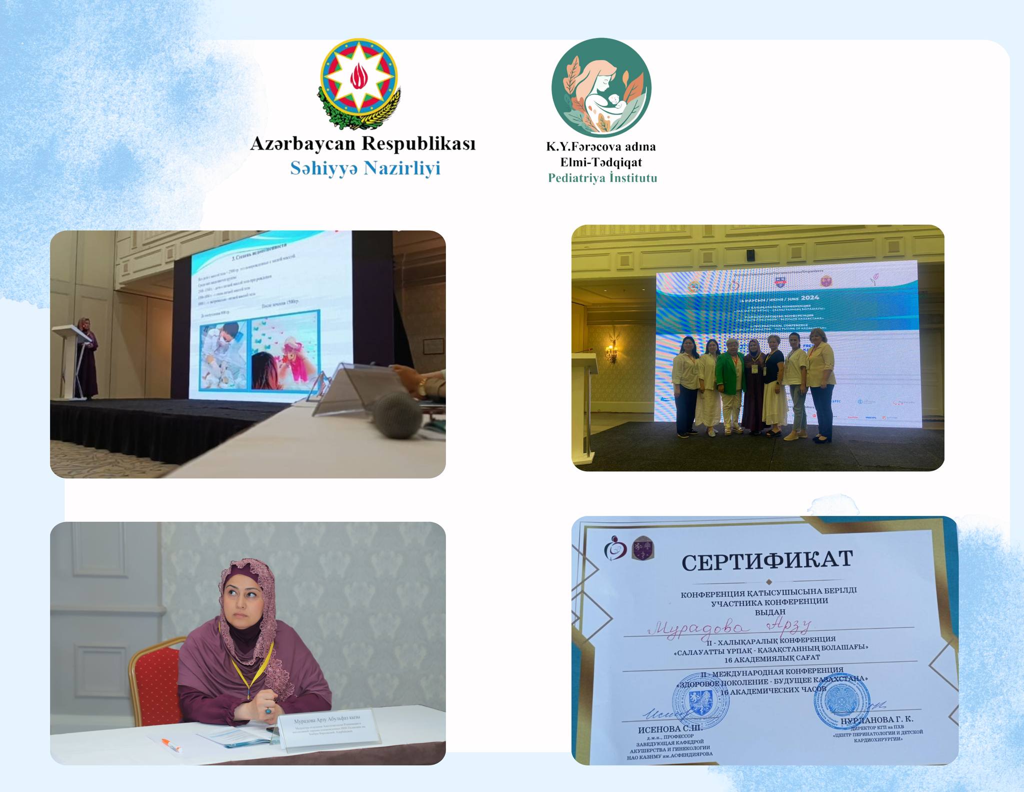 Elmi-Tədqiqat Pediatriya İnstitutunun əməkdaşı Qazaxıstanda beynəlxalq konfransda çıxış edib