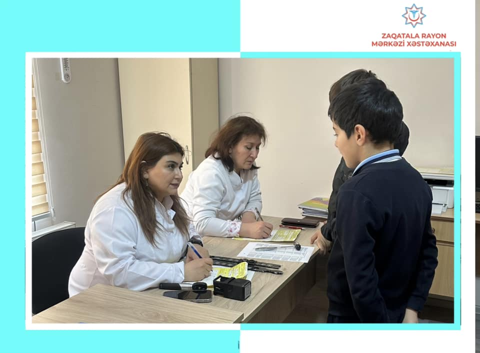 Zaqatalanın Yuxarı Tala kənd həkim məntəqəsində uşaqların müayinəsi aparılıb