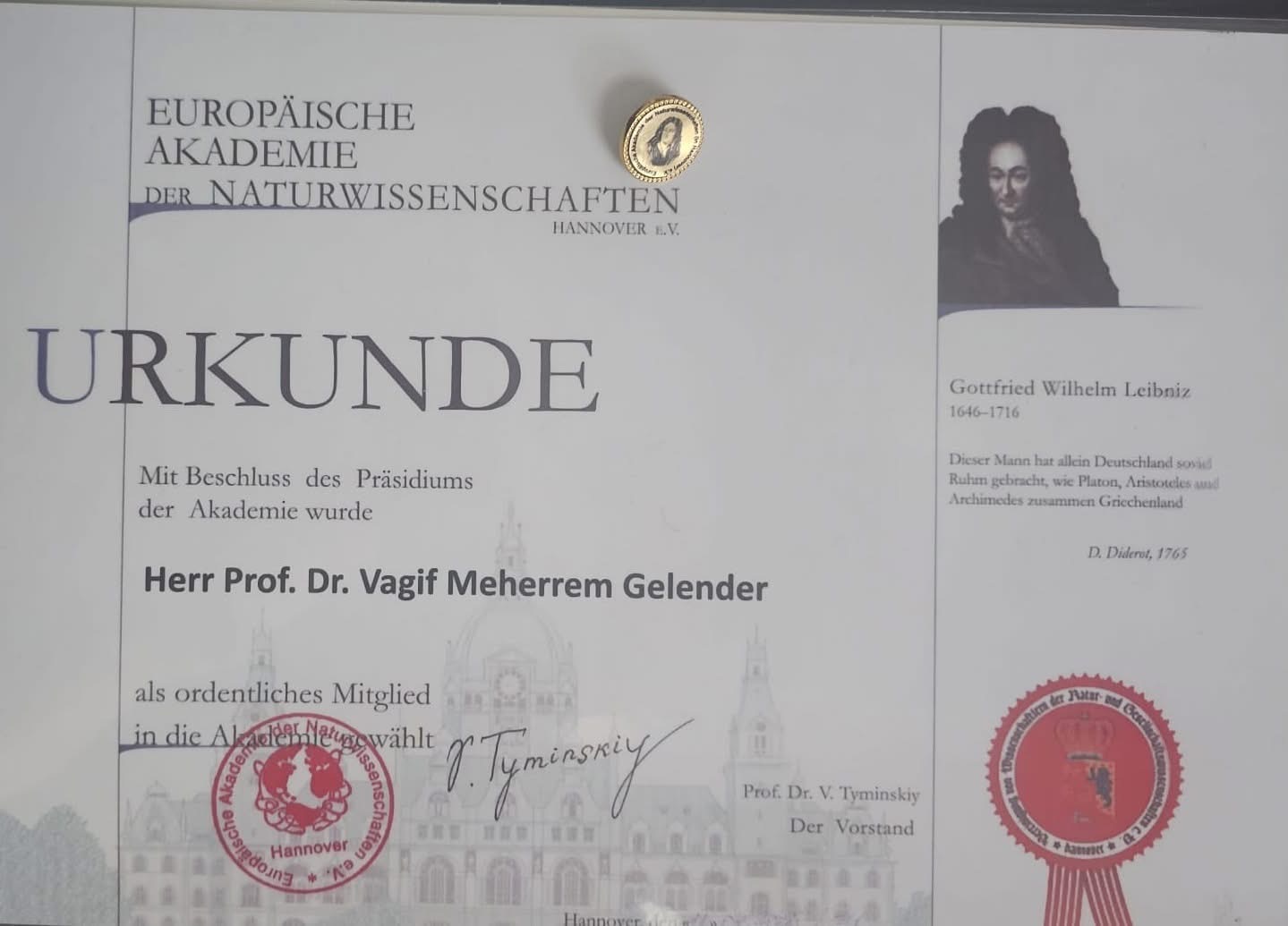 Professor Vaqif Qələndər Avropada ali mükafata layiq görülüb  