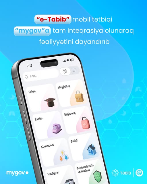  “e-Tabib” mobil tətbiqi “mygov”a tam inteqrasiya olunaraq fəaliyyətini dayandırıb   