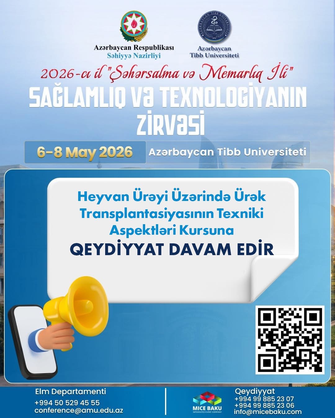 ATU-da Heyvan Ürəyi Üzərində Ürək Transplantasiyasının Texniki Aspektləri Kursuna qeydiyyat davam edir