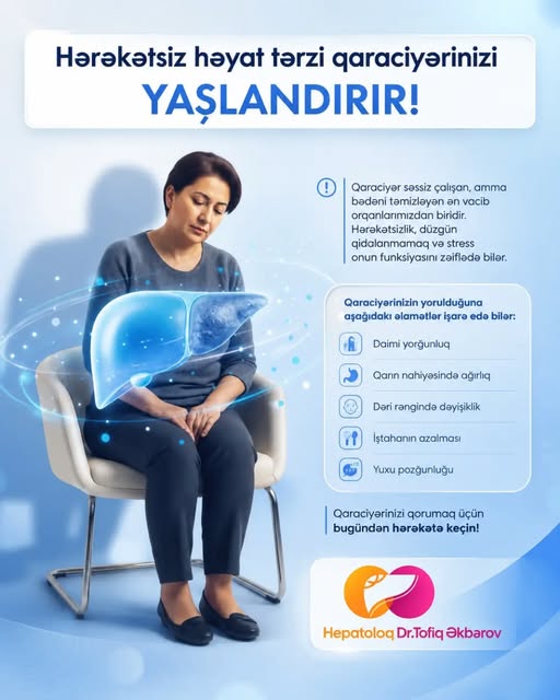 Hepatoloq: Hərəkətsiz həyat tərzi qaraciyəri də “yaşlandıra” bilər