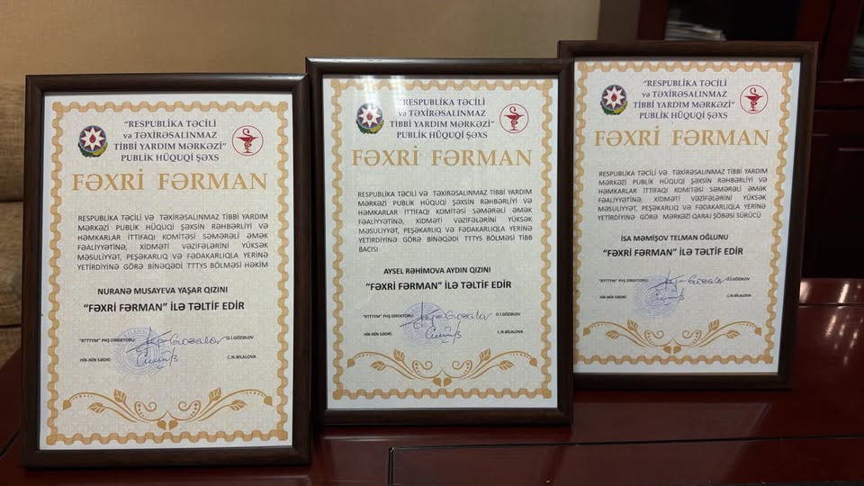  Təcili tibbi yardım briqadasının üzvləri təltif olunublar   